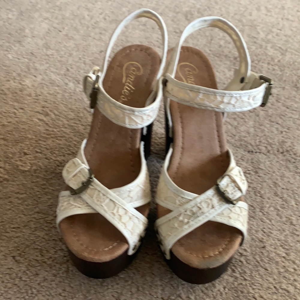 Cream colored platform dress shoe